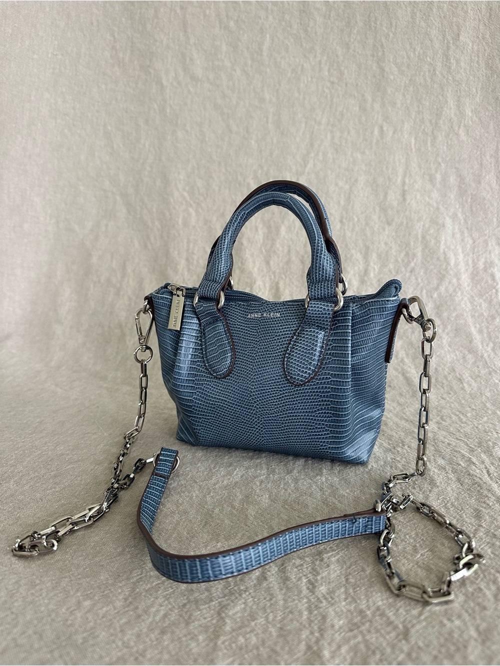 Anne Klein Blue Mini Purse with Chain Strap